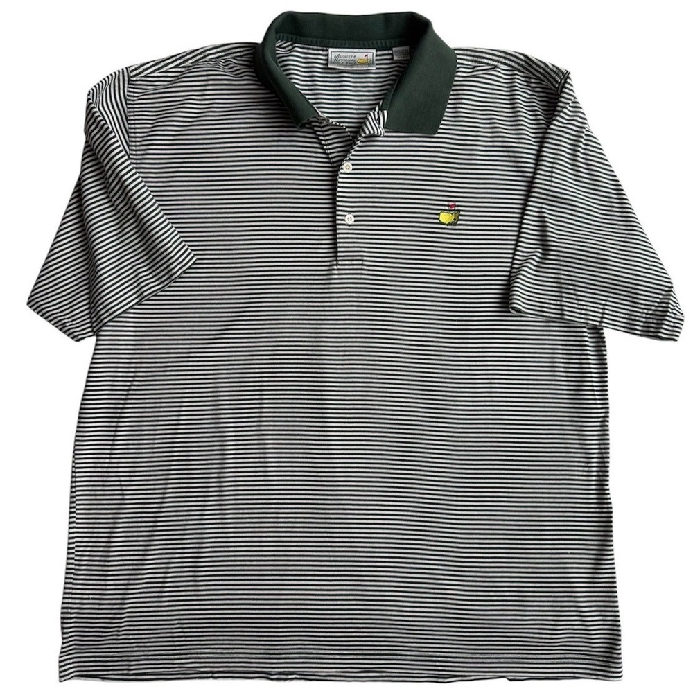 Vintage Augusta National Golf Shop Masters Polo Mens XL Green Striped Cotton